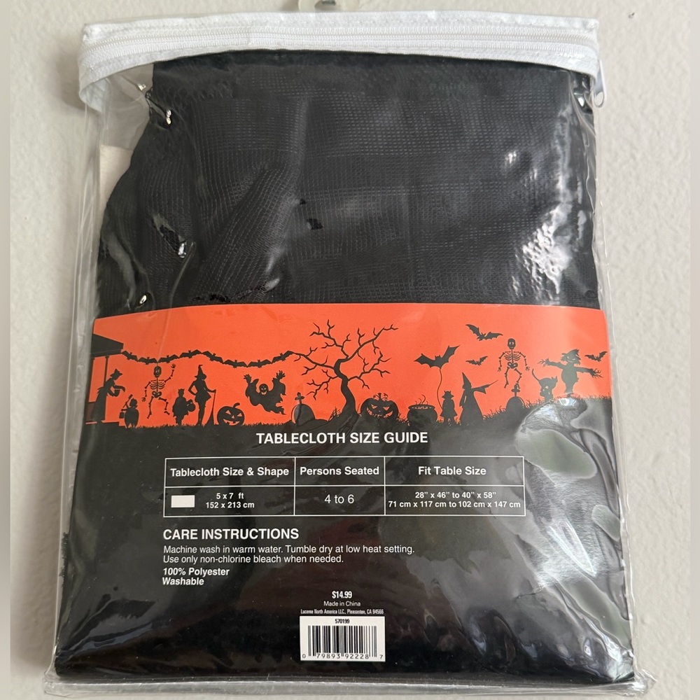 Black Halloween Lace Tablecloth - Spooky Holiday Decor - Picture 2 of 2